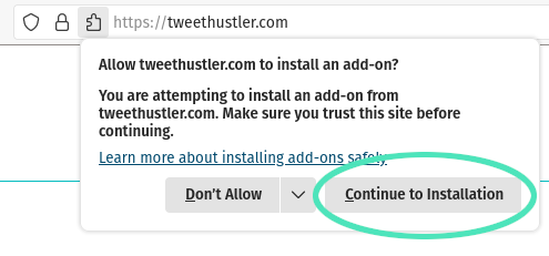 Start installation of TweetHustler